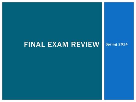 Spring 2014 FINAL EXAM REVIEW. SLOPE  Name the four types of slope. 1. _________ 2. _________ 3. _________ 4. _________ Answer: positive, negative,