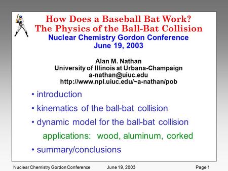 kinematics of the ball-bat collision