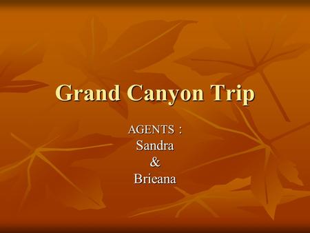 Grand Canyon Trip AGENTS : Sandra&Brieana. A Map of the North Rim.