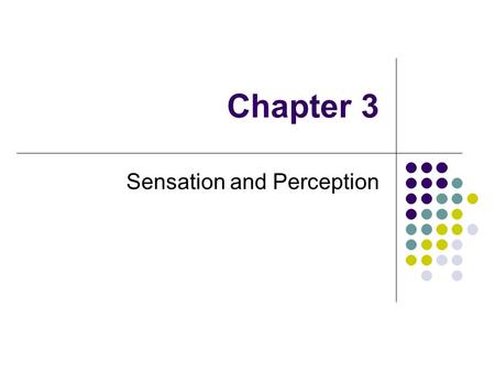 Chapter 3 Sensation and Perception. The Major Senses There are 6 major senses vision hearing touch taste pain smell The list can be extended with balance,