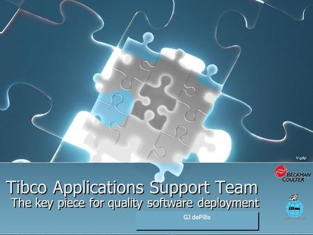 Tibco Applications Support Team The key piece for quality software deployment V.gdp GJ dePillis.