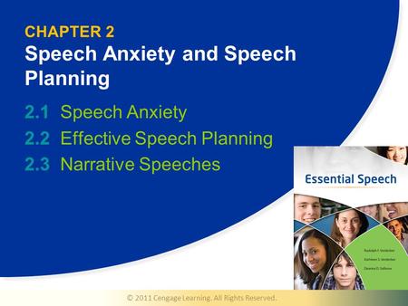 © 2011 Cengage Learning. All Rights Reserved. CHAPTER 2 Speech Anxiety and Speech Planning 2.1Speech Anxiety 2.2Effective Speech Planning 2.3Narrative.