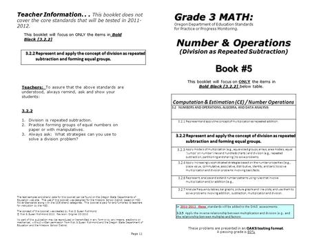 Number & Operations (Division as Repeated Subtraction) Page 11 Computation & Estimation (CE) / Number Operations 3.2 NUMBERS AND OPERATIONS, ALGEBRA, AND.