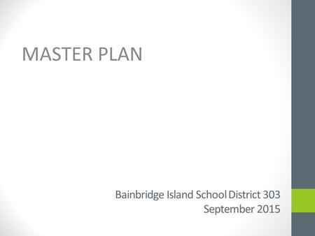 Bainbridge Island School District 303 September 2015 MASTER PLAN.