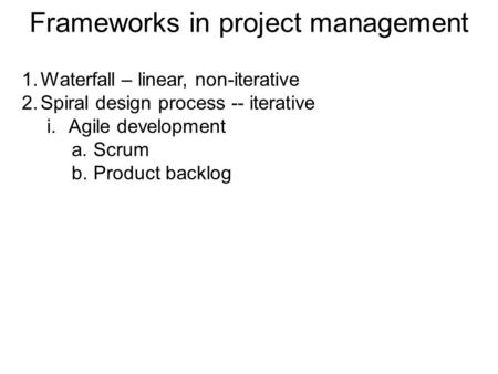 Frameworks in project management