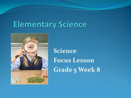 Science Focus Lesson Grade 5 Week 8. Week 8 – SC.H.1.2.2 Benchmark: The student knows that a successful method to explore the natural world is to observe.