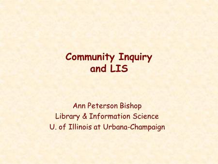 Community Inquiry and LIS