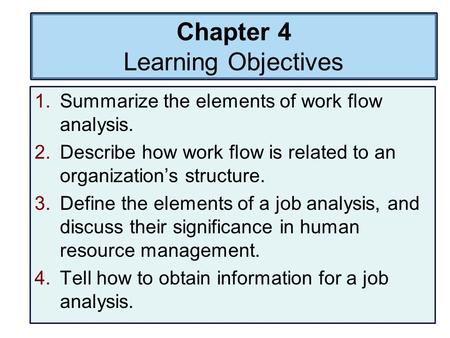 Chapter 4 Learning Objectives