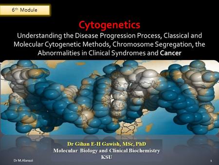 Dr Gihan E-H Gawish, MSc, PhD Molecular Biology and Clinical Biochemistry KSU Cytogenetics Understanding the Disease Progression Process, Classical and.