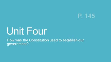 How was the Constitution used to establish our government?