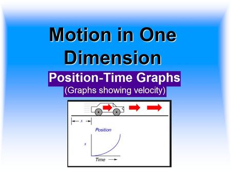 Motion in One Dimension. Velocity can be interpreted graphically The velocity of an object can be determined if the object’s position is known at specific.