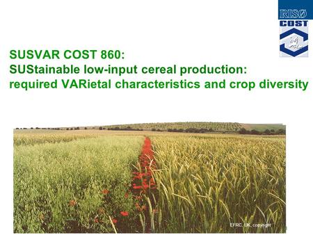 SUSVAR: Sustainable low-input cereal production: required varietal characteristics and crop diversity EFRC, UK, copyright SUSVAR COST 860: SUStainable.