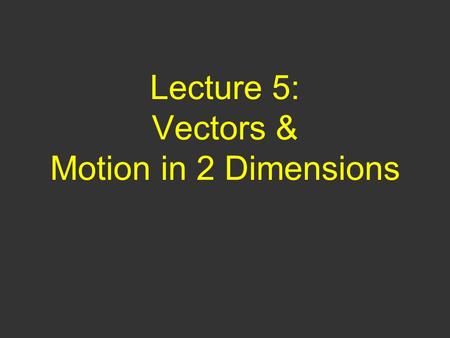 Lecture 5: Vectors & Motion in 2 Dimensions. Questions of Yesterday 2) I drop ball A and it hits the ground at t 1. I throw ball B horizontally (v 0y.