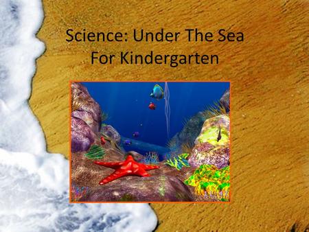 Science: Under The Sea For Kindergarten. What I Hope My Students Learn:  To become more knowledgeable with life under the sea  To be able to recognize.