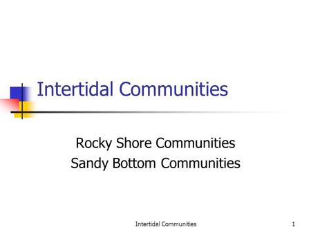 Intertidal Communities