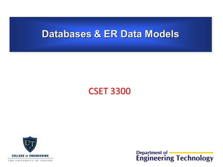 CSET 3300 Databases & ER Data Models. Databases A database is a collection of data (information). A DataBase Management System (DBMS) is a software system.