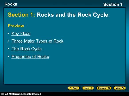 Section 1: Rocks and the Rock Cycle