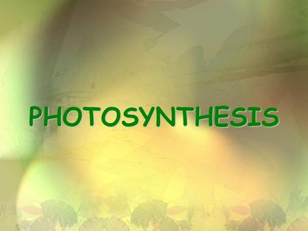 PHOTOSYNTHESIS. 2 Photosynthesis 6CO 2 + 6H 2 O  C 6 H 12 O 6 + 6O 2 glucose SUN photons.