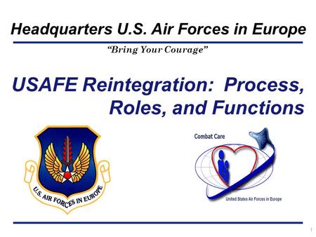 “Bring Your Courage” Headquarters U.S. Air Forces in Europe 1 USAFE Reintegration: Process, Roles, and Functions.