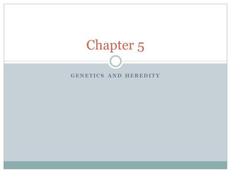 GENETICS AND HEREDITY Chapter 5. Genetics and Heredity Heredity- the passing of traits from parents to offspring Genetics- the study of how traits are.