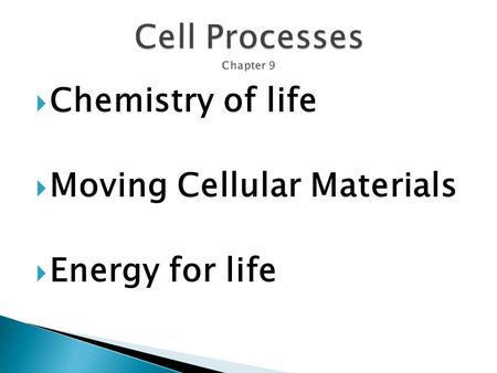 Cell Processes Chapter 9
