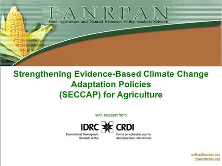 Strengthening Evidence-Based Climate Change Adaptation Policies (SECCAP) for Agriculture with support from Project inception meeting for Malawi 27 May.