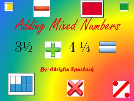 Adding Mixed Numbers By: Christin Spurlock 3½4 ¼.