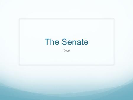The Senate Dw#. The Senate Floor Expectations Senators are expected to know how to deal with many issues. This includes anything from national defense,