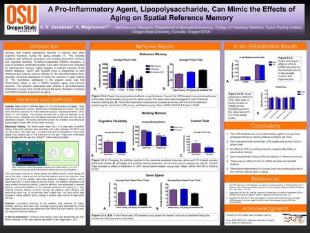A Pro-Inflammatory Agent, Lipopolysaccharide, Can Mimic the Effects of Aging on Spatial Reference Memory E. R. Escobedo 1, K. Magnusson 2,3 — 1 BioResource.
