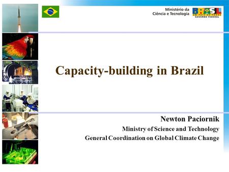 Newton Paciornik Ministry of Science and Technology General Coordination on Global Climate Change Capacity-building in Brazil.