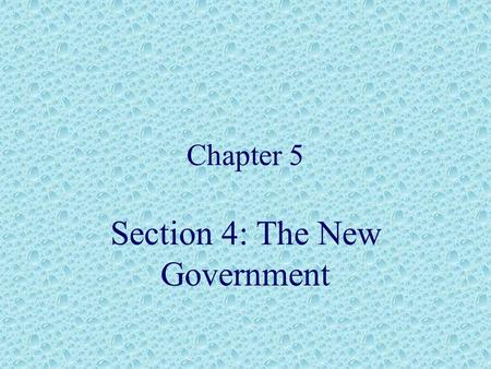 Section 4: The New Government