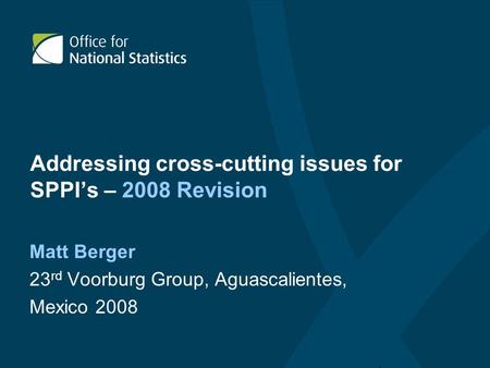 Addressing cross-cutting issues for SPPI’s – 2008 Revision Matt Berger 23 rd Voorburg Group, Aguascalientes, Mexico 2008.