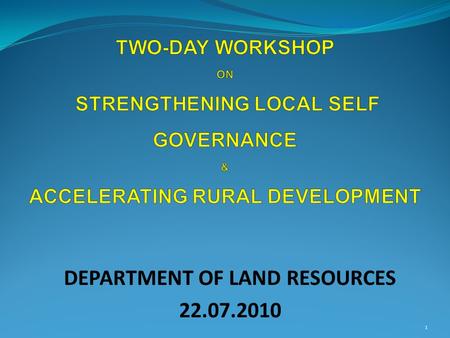 DEPARTMENT OF LAND RESOURCES