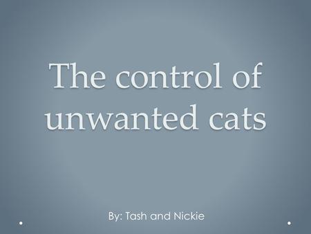 The control of unwanted cats By: Tash and Nickie.