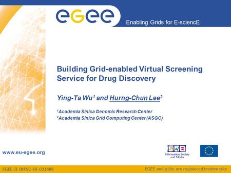 EGEE-II INFSO-RI-031688 Enabling Grids for E-sciencE www.eu-egee.org EGEE and gLite are registered trademarks Building Grid-enabled Virtual Screening Service.