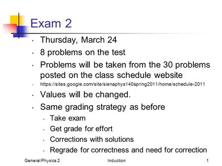 Exam 2 Thursday, March 24 8 problems on the test