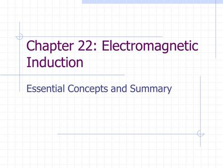 Chapter 22: Electromagnetic Induction Essential Concepts and Summary.