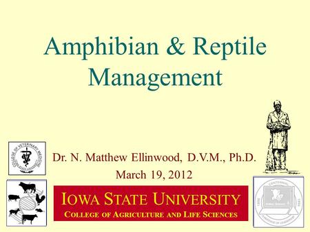Amphibian & Reptile Management Dr. N. Matthew Ellinwood, D.V.M., Ph.D. March 19, 2012 I OWA S TATE U NIVERSITY C OLLEGE OF A GRICULTURE AND L IFE S CIENCES.