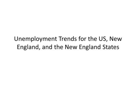 Unemployment Trends for the US, New England, and the New England States.