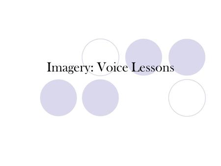 Imagery: Voice Lessons. Imagery- 1 Consider: The many men, so beautiful! And they all dead did lie: And a thousand slimy things Lived on; and so did I.