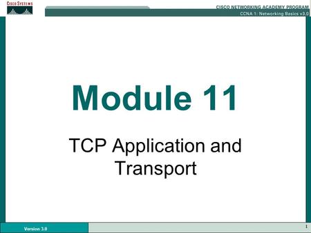 1 Version 3.0 Module 11 TCP Application and Transport.