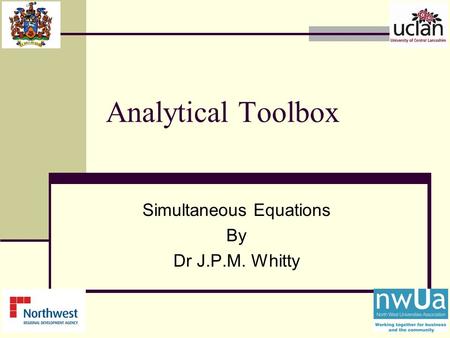 Simultaneous Equations By Dr J.P.M. Whitty