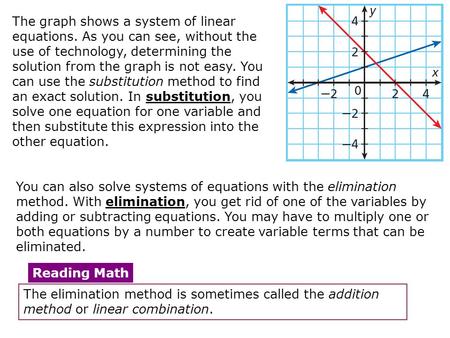 Algebra Using Algebraic Methods to Solve Linear Systems