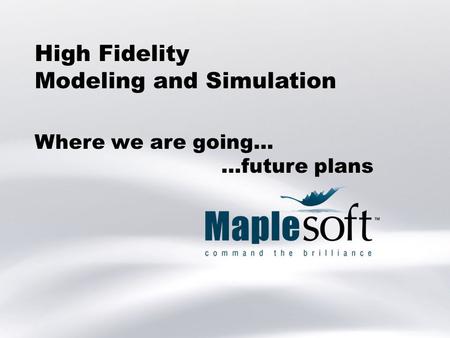 Research, Development, Consulting, Training High Fidelity Modeling and Simulation Where we are going… …future plans.