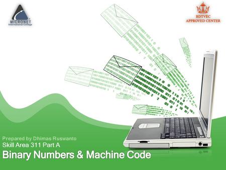 Skill Area 311 Part A. Lecture Overview Binary Numbers Binary Arithmetic ASCII Code Machine Code Instruction Format Advantages and disadvantages of machine.