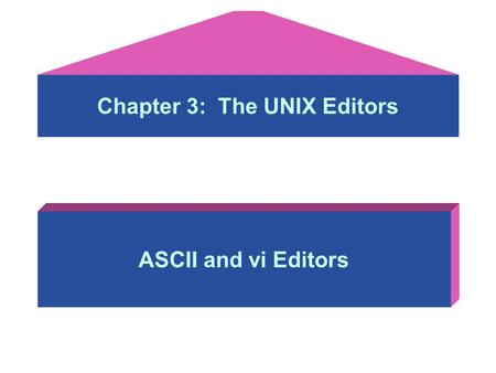 Chapter 3: The UNIX Editors ASCII and vi Editors.