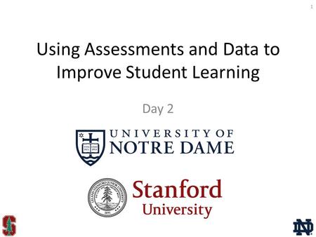 Using Assessments and Data to Improve Student Learning Day 2 1.