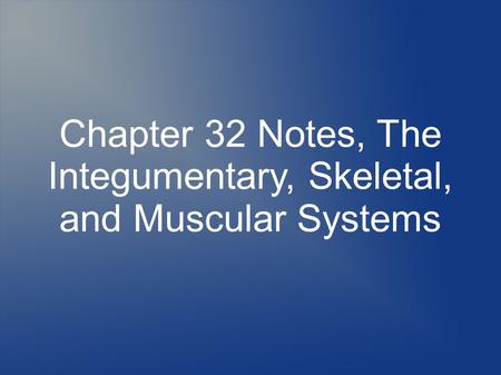 Chapter 32 Notes, The Integumentary, Skeletal, and Muscular Systems