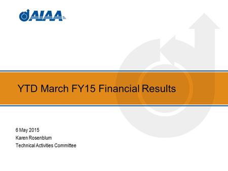 YTD March FY15 Financial Results 6 May 2015 Karen Rosenblum Technical Activities Committee.