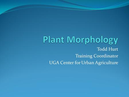 Todd Hurt Training Coordinator UGA Center for Urban Agriculture